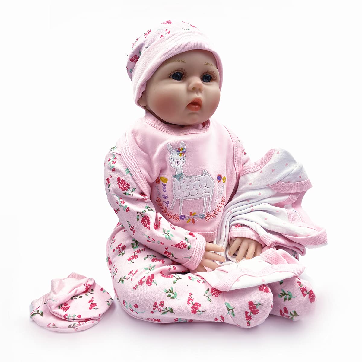 Reborn Baby Doll Clothes 22 Inch Flowers & Deer 5Pcs Set For 20-23 Inches Reborn Baby Girl Newborn Alive Doll Clothes