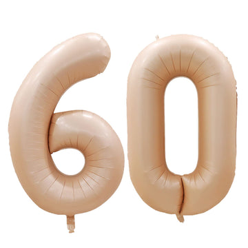Goer Number 60 Balloons For 60Th Birthday Party Decorations,42 Inch Jumbo Foil Helium Balloons For 60Th Anniversary (Caramel)