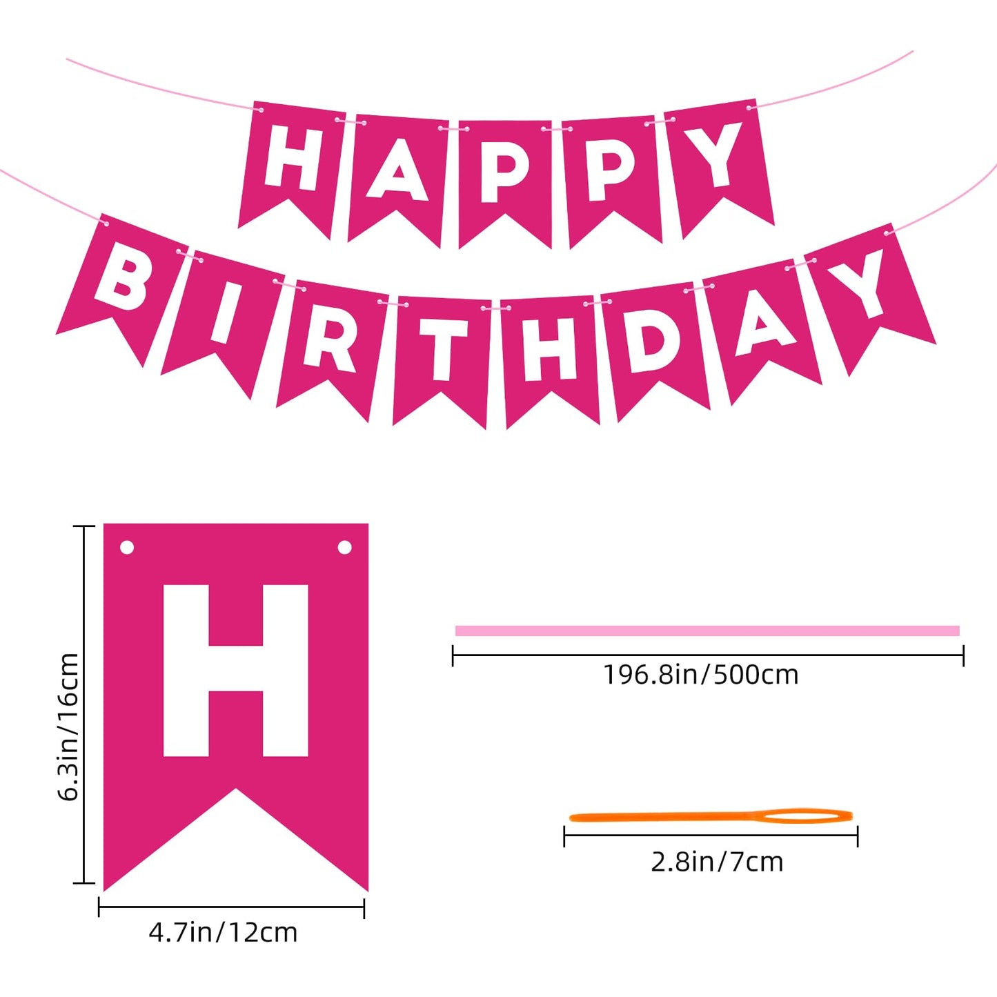 Hot Pink Happy Birthday Banner Birthday Sign For Backdrop Happy Birthday Decorations For Women Girls Kids Birthday Party Wall Door Garland Bunting Banner Hot Pink Party Supplies