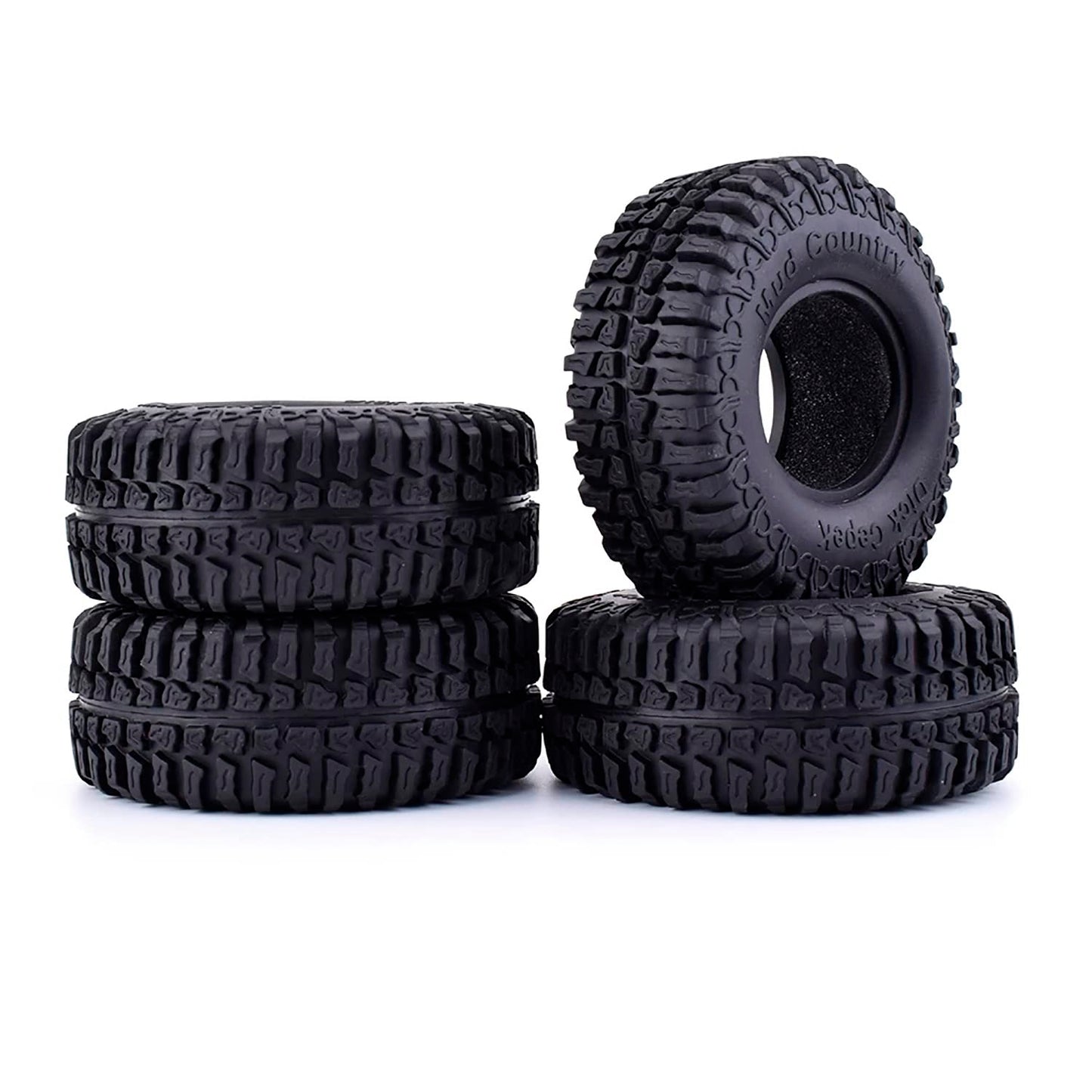 Wonfast 4Pcs Rc Crawler 100Mm Rubber Tires 1.9 Inch Wheels Tyres Set For 1:10 Rc Rock Crawler Car For Axial Scx10 D90 Tf2 Tamiya