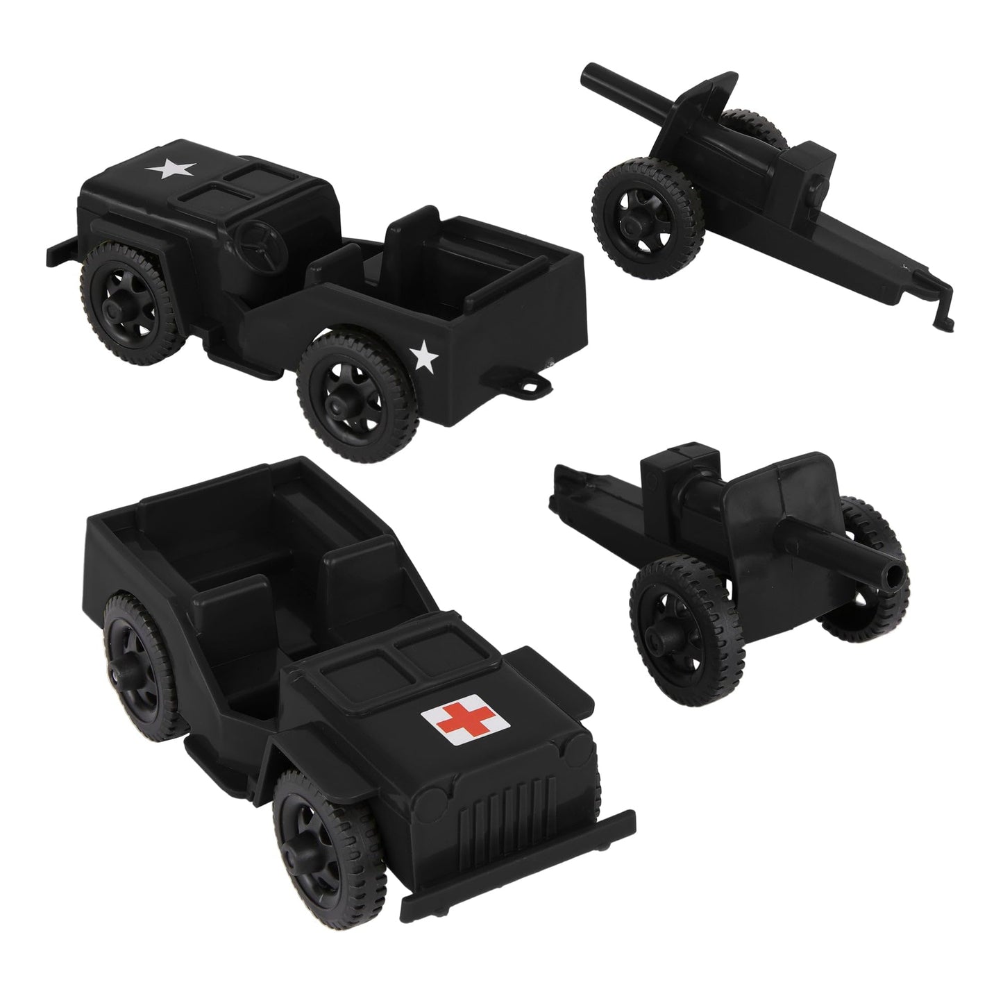 Timmee Combat Patrol Willys & Artillery - Black 4Pc Playset Usa Made