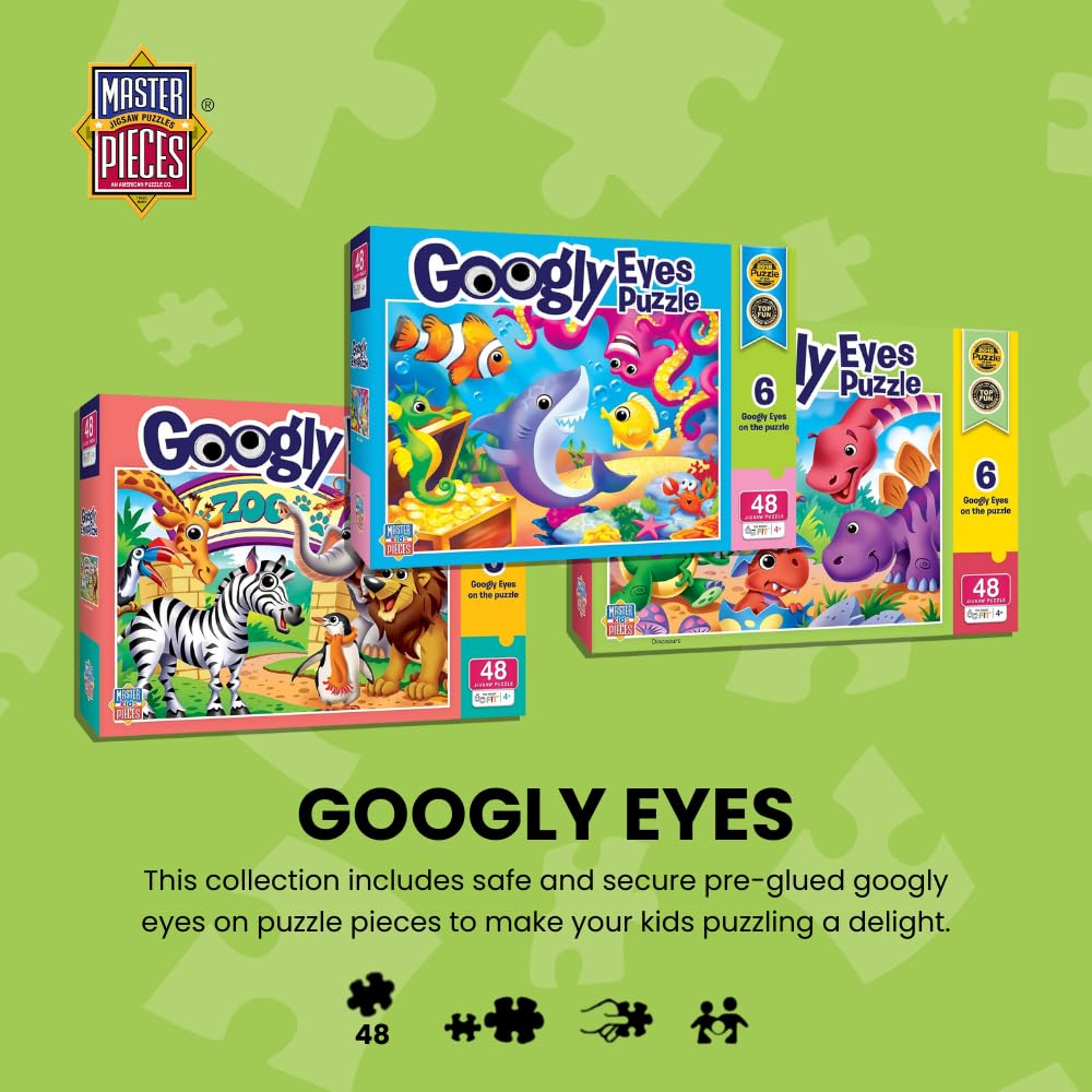 Masterpieces - 48 Piece Jigsaw Puzzle For Kids 4+ Years, Dinosaurs With Googly Eyes, Educational And Fun Game, Gift Idea For Chi