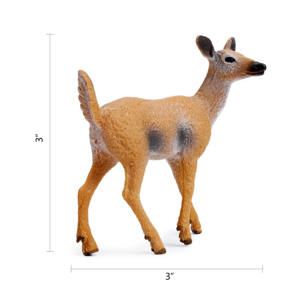 Restcloud Deer Figurines Cake Toppers, Deer Toys Figure, Small Woodland Animals Set Of 3
