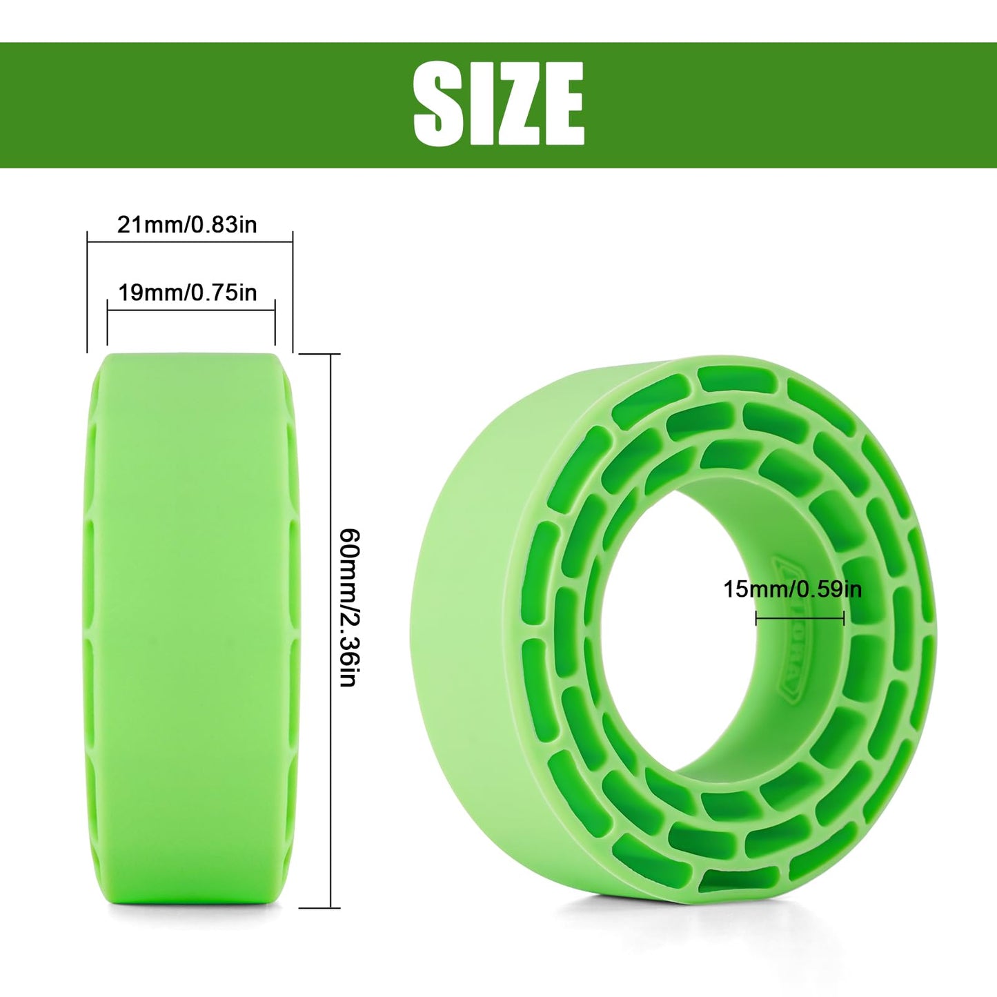 INJORA Silicone Rubber Inserts for 68-72mm 1.3'' Tires, 4pcs (Green)