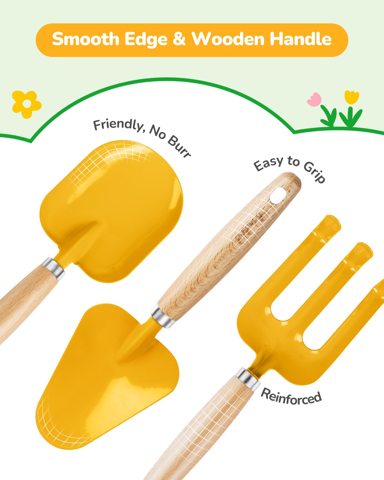 Grenebo Kids Gardening Set Toys,Includes Metal Trowel,Transplanting Shovel,Garden Hat,Rake,Apron,Gloves,Watering Can,And Tool Or