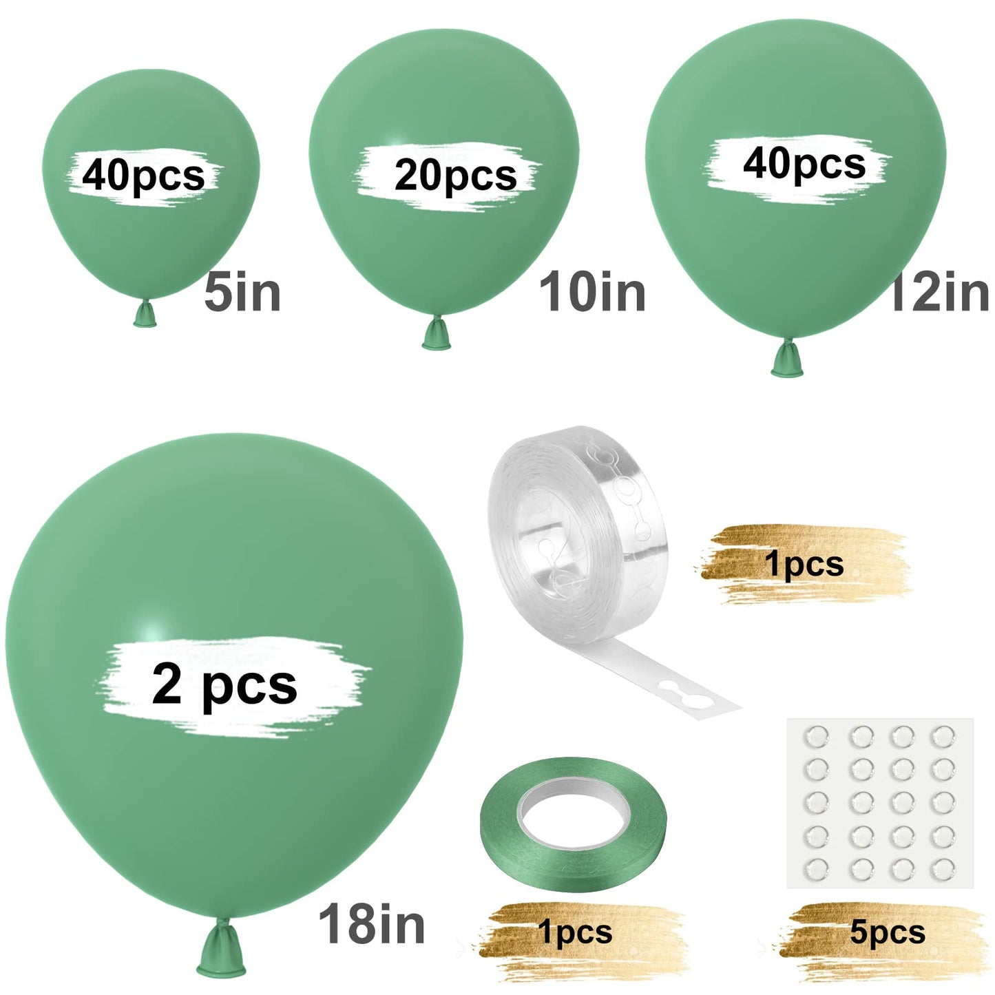 Tuparka Sage Green Balloons 102 Pcs Green Balloons Garland Arch Kit 18 12 10 5 Inches Party Balloons For Baby Shower Birthday Wedding Bridal Shower Party Decor
