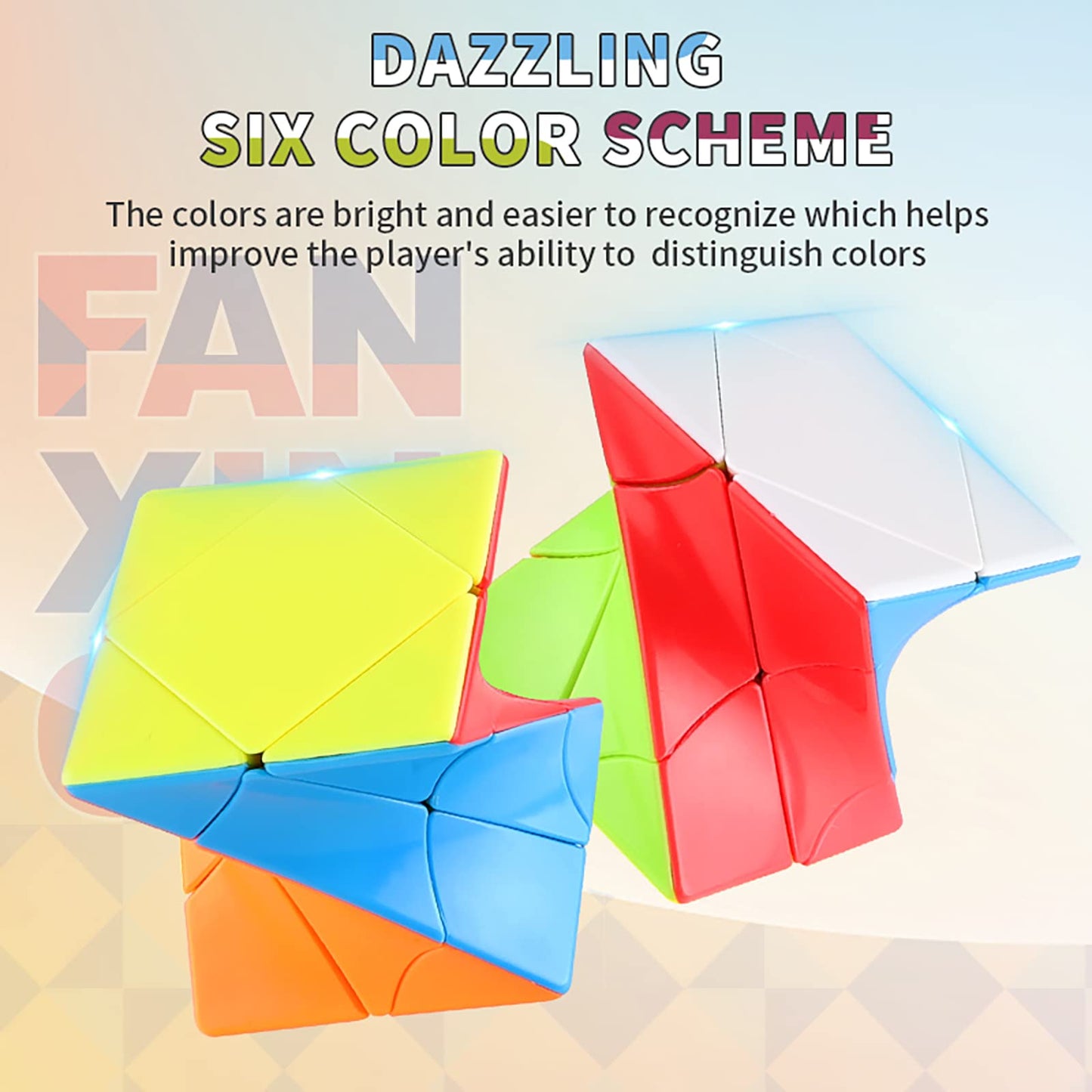 YunTeng Cube Twist 3x3 Speed Cube - Vivid Color Plastic Puzzle Toy, Red/Yellow/Green