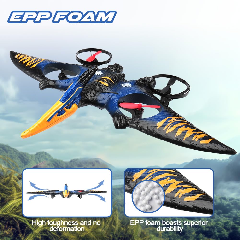 Jaming Pterodactyl Dinosaur Toys Drone For Kids And Adults Easy To Fly Dragon Remote Controlled Aircraft For Beginners Hobby Rc