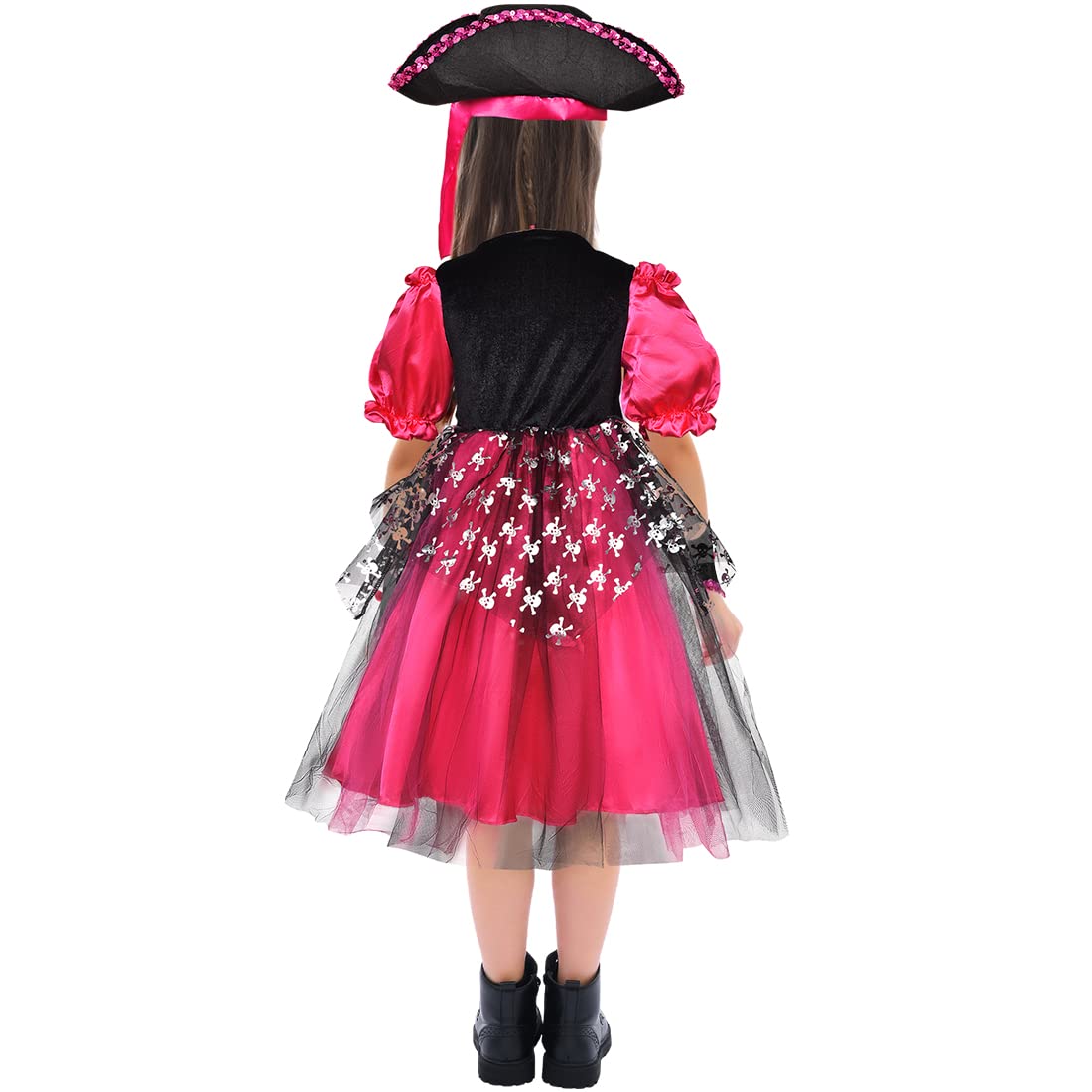 G.C Pirate Costume Kids Girls Dress Up Pretend Play Pirate Dress With Accessories Deluxe Halloween Buccaneer Princess Outfit