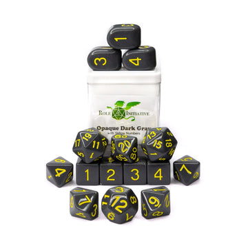 Role 4 Initiative Poly Set - Opaque Dark Gray W/Yellow And Arch'D4 (15)