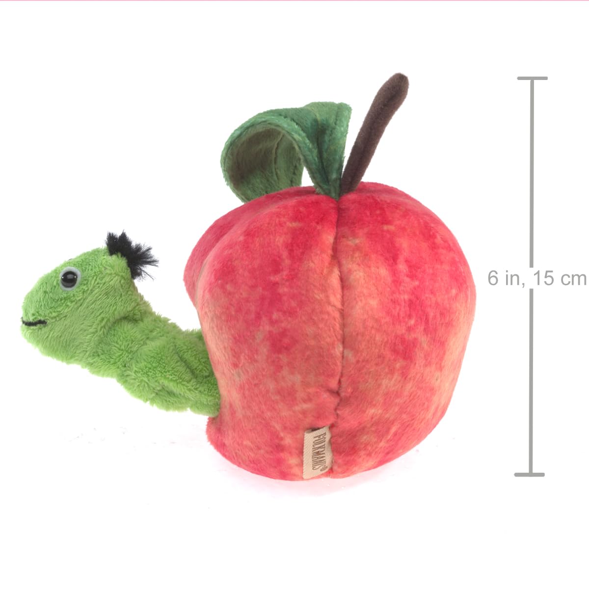 Folkmanis Worm In Apple Finger Puppet, Red, Green, 8''