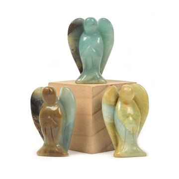 Justinstones Carved Amazonite Gemstone Peace Angel Pocket Guardian Angelhealing Statue 2 Inch