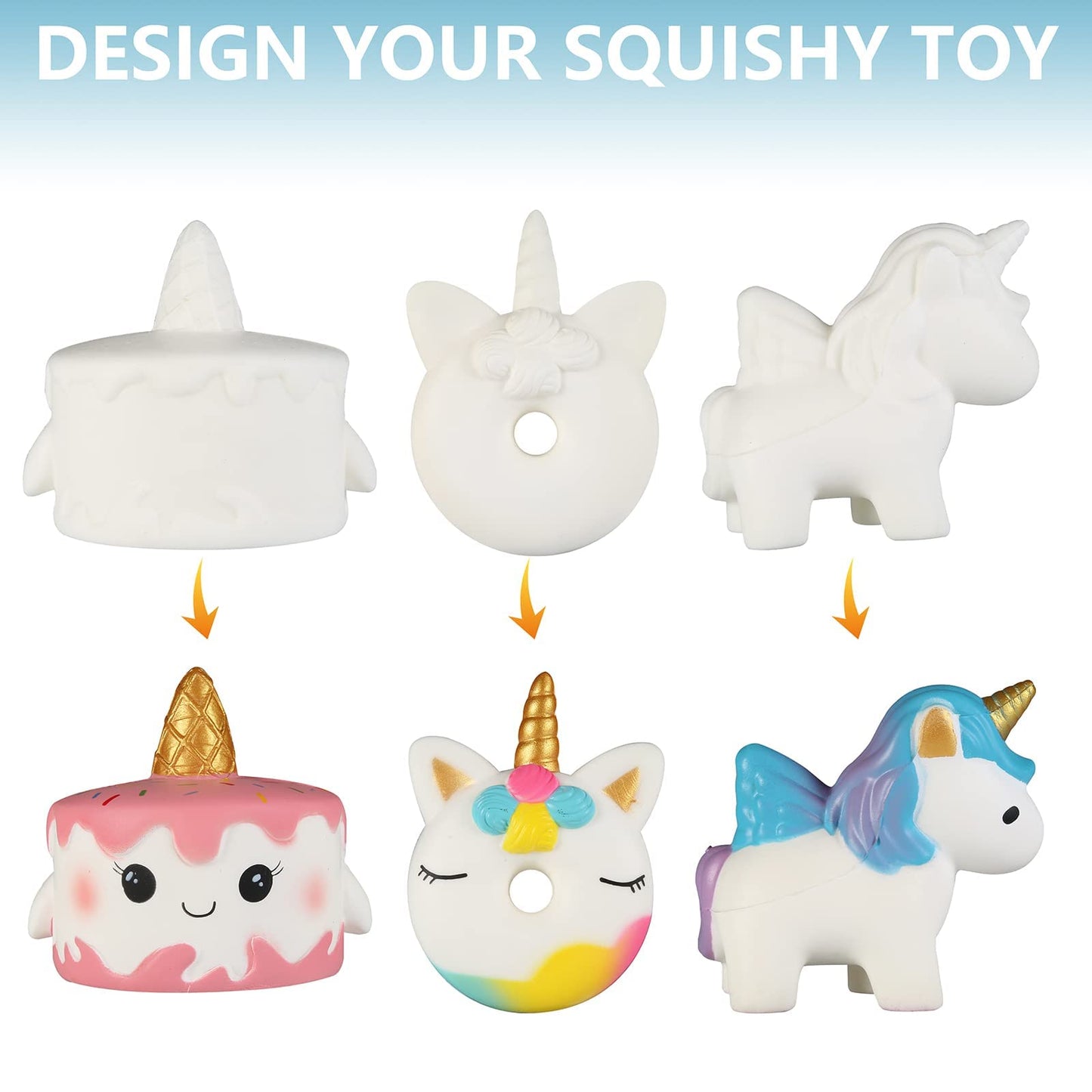 Jim&Gloria Paint Your Own Squishies, Jumbo Squishy Gifts For Girls And Boys 8 9 10 11 12 13 14, Arts And Crafts For Kids, Party Favors For Birthday, Easter Gift For Kids, Pack Of 3
