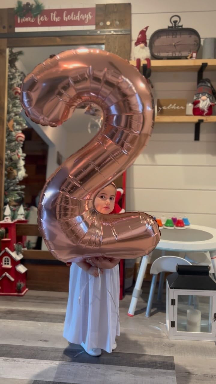 40 Inch Rose Gold 1 Balloon For First Birthday, 1St Number Balloons Birthday Decorations For Girl Boy Kids Toddler Baby, One Gia
