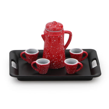 Dollhouse Miniature Spotted Coffee Pot With 4 Cups And Tray Kitchen Accessories 1:12 Scale Appliance Model Japanese Model Dollho