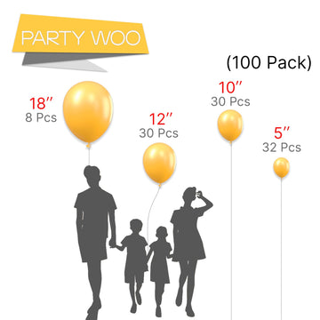 Partywoo Orange Balloons, 100 Pcs Goldenrod Balloons Different Sizes Pack Of 18 Inch 12 Inch 10 Inch 5 Inch Orangey Yellow Balloons For Balloon Garland Balloon Arch As Party Decorations, Orange-Y10