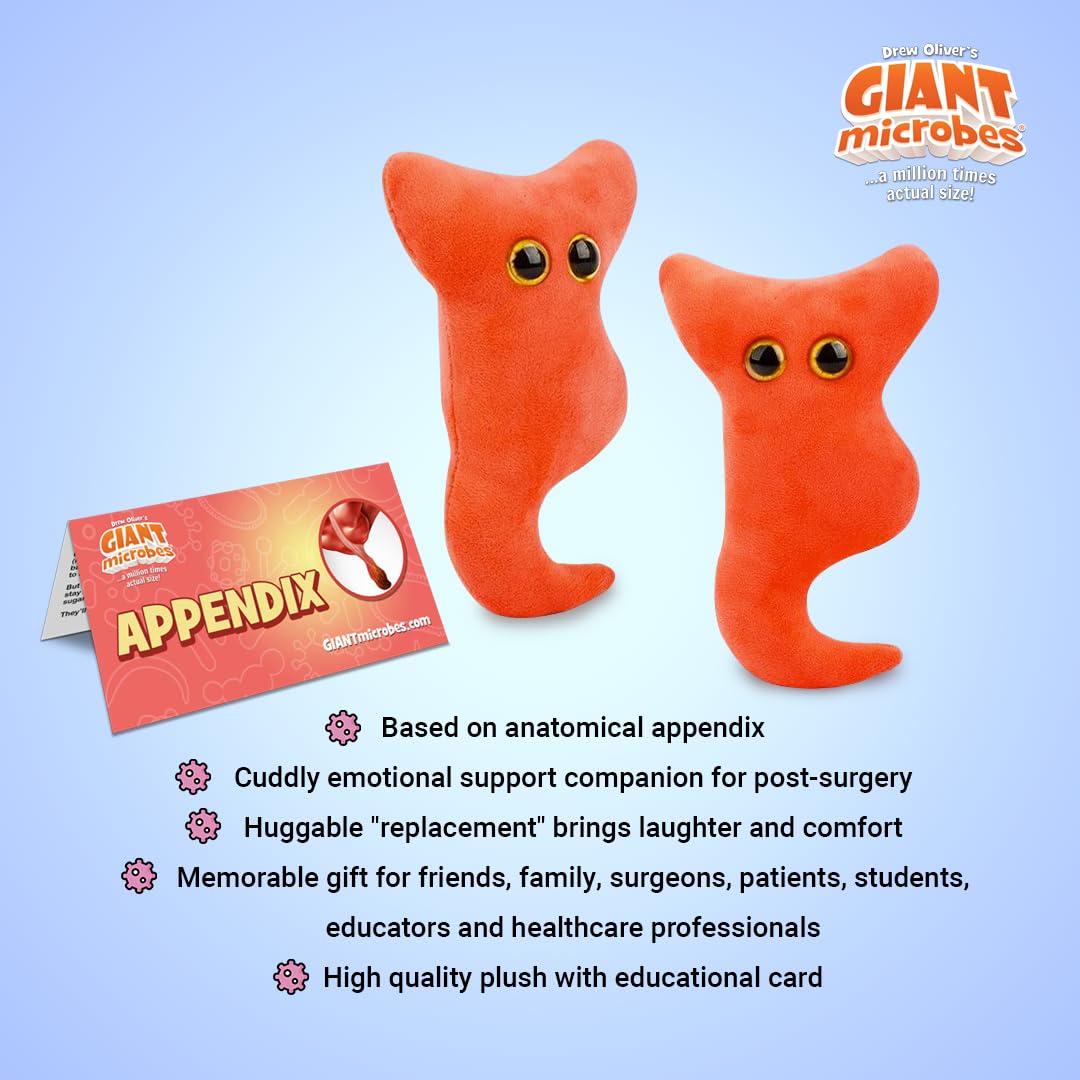 Giantmicrobes Appendix Plush, Appendix Surgery Gift, Appendix Surgery Recovery, Appendicitis Gift, Appendectomy Recovery Gifts, Surgery Recovery Gifts