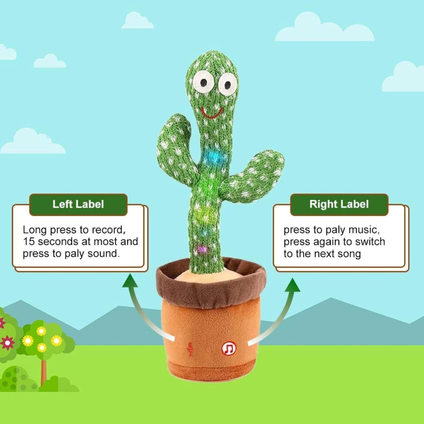 Miaodam Dancing Cactus Baby Toy - Talking, Singing, Interactive, Plush Figure With 100 Songs For Kids And Adults