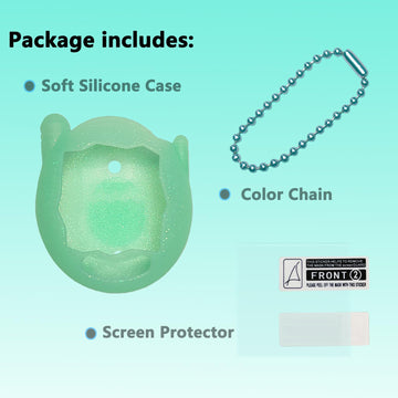 Jchpine Silicone Cover Case For Tamagotchi Connection Virtual Reality Pet, Screen Protector For Tamagotchi Connection Electronic Pet Accessories (Silicone Case And Screen Film) (Teal)