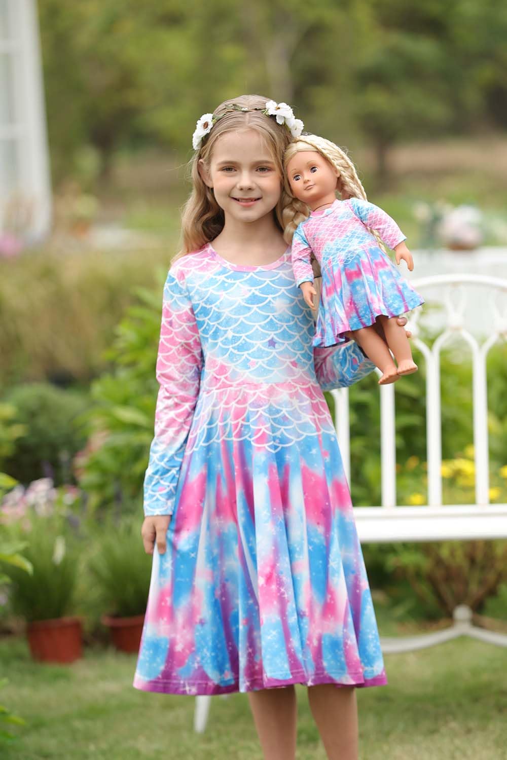 Bow Dream Cute Girl Dress And Matching American Girl Doll Clothes Accessories For Girls Dresses Size 150