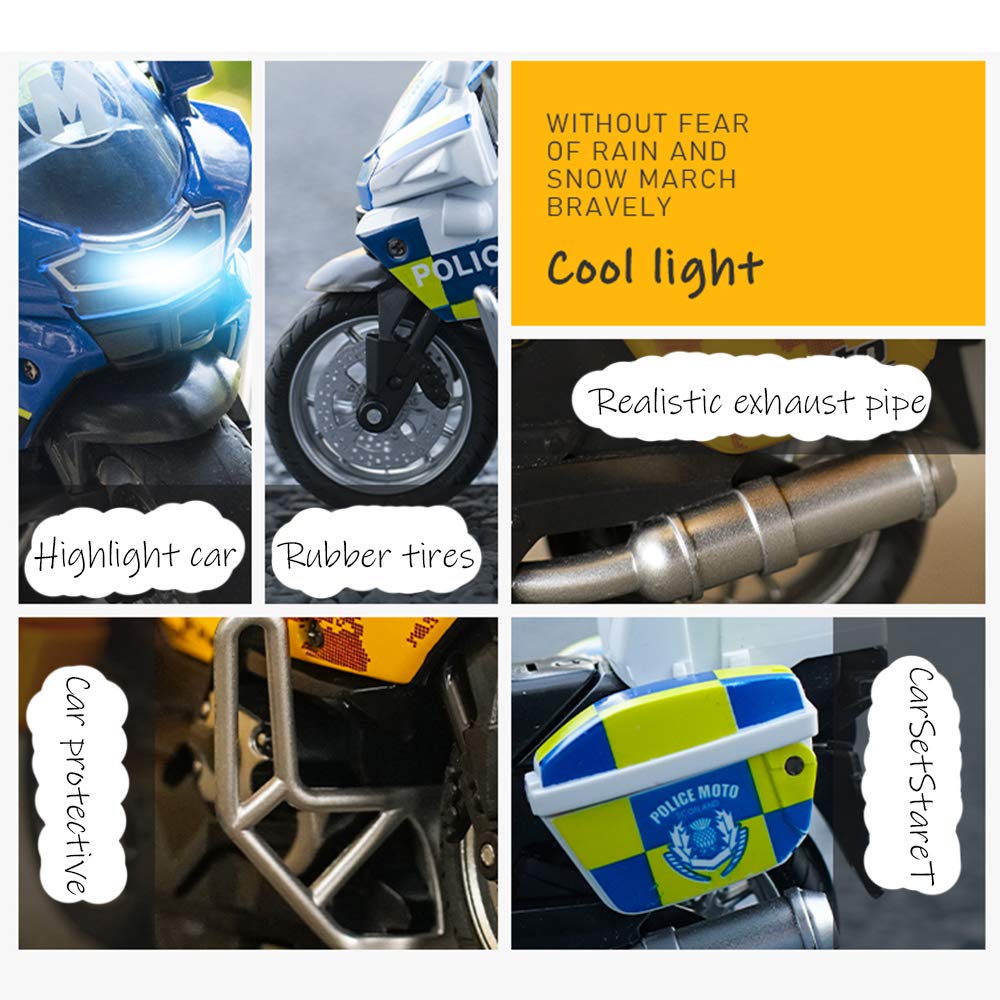 Gilumza Pull Back Motorcycle Toys, Tiny Gift With Music Lighting, Police Motorcycles Toy For Boys Kids Age 3 4 5 6 7 8 Year Old