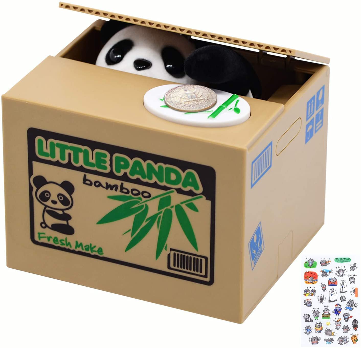 Panda Piggy Bank,Panda Bank Stealing Coin,Panda Coin Bank, Little Panda Bamboo Bank, Automatic Money Saving Piggy Bank For Boys, Girls, Great Gift For Children(Panda Version)