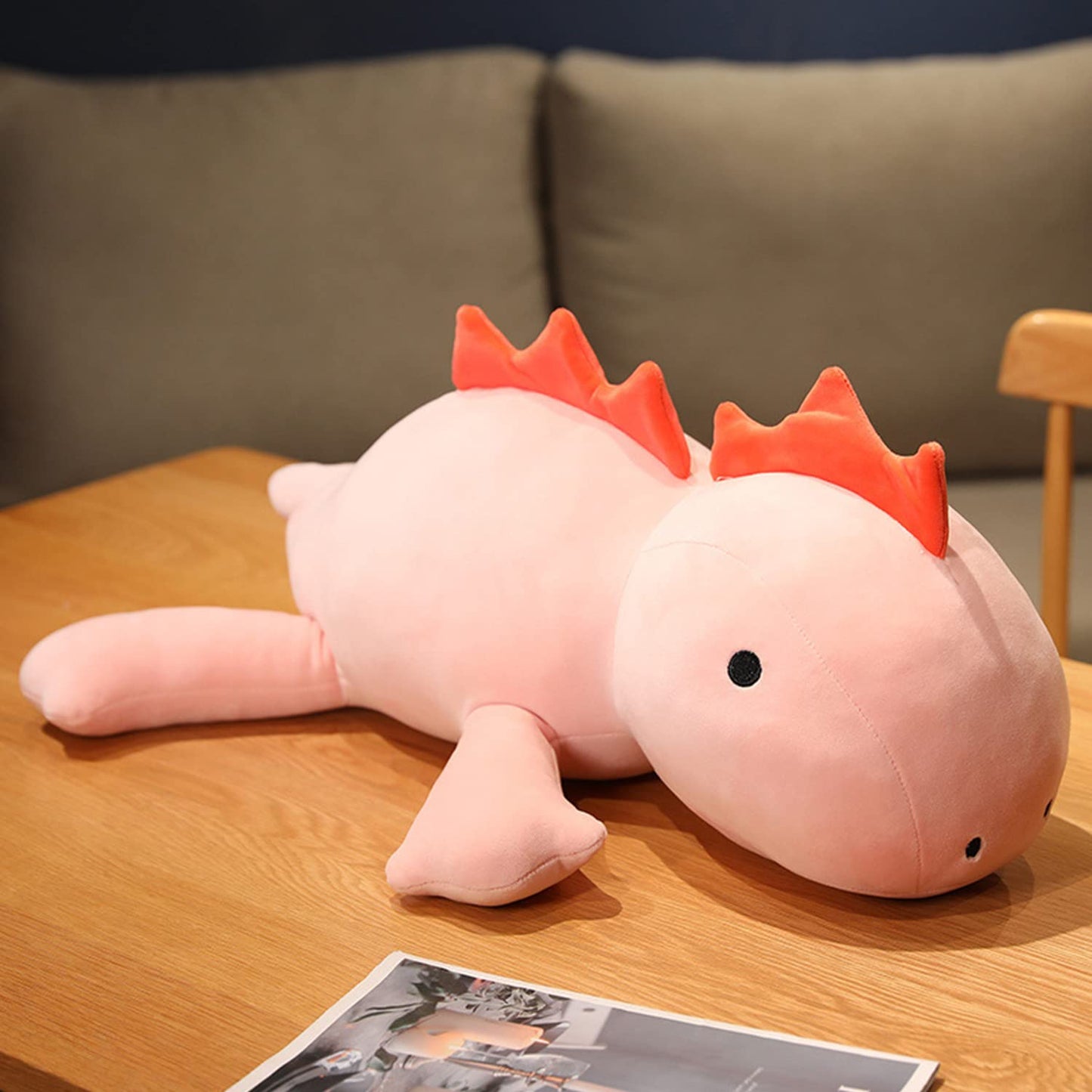 Popmeme Weighted Dinosaur Plush Throw Pillowd 24'' 3.5Lbs, Pink Dinosaur Weighted Stuffed Animal, Cuddle Plushies For Kids Birth