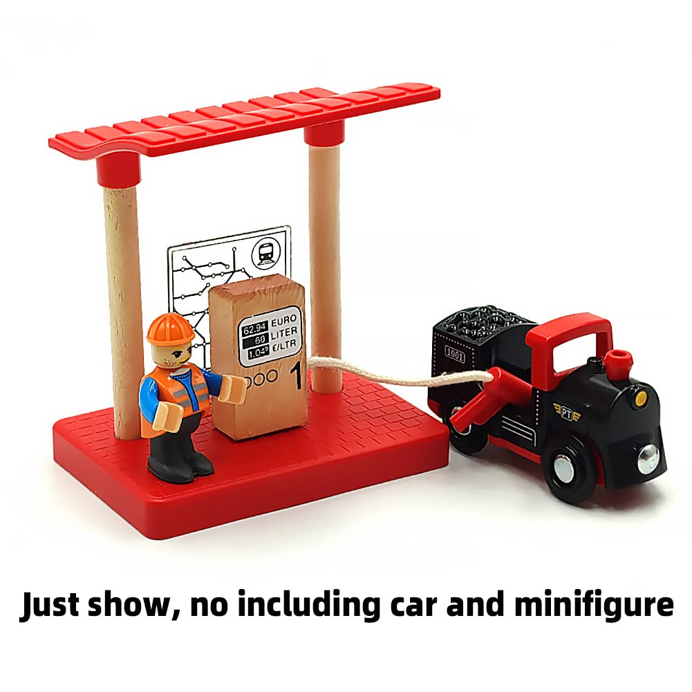 Wooden Crane Toy Set with Train Cars - Compatible with Major Wooden Rail Brands - Ages 3-5