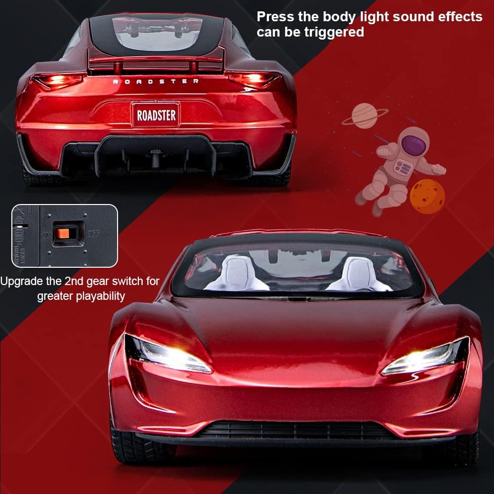 1:24 Scale Roadster Alloy Car Model Diecast Toy Vehicles for Kids, car Model,Pull Back Alloy Car with Lights and Music,Gifts for