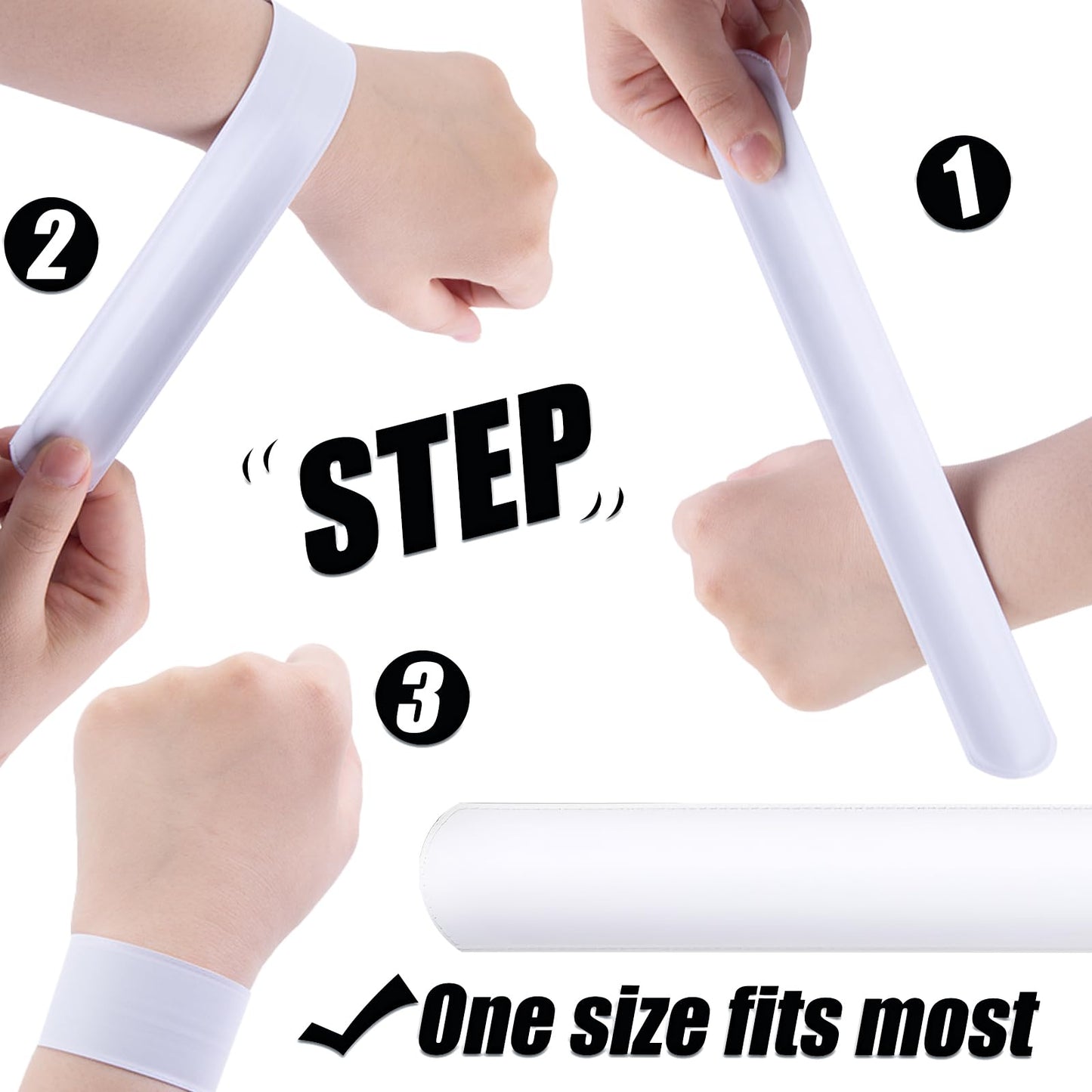 MCPINKY 64PCS Slap Bracelets White, Blank Snap Bands Party Slap Bracelets DIY Wrist Bands for Kids Birthday Party Favors School