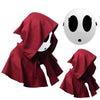 Varuotu Shy Guy Mask White Anime Mask Halloween Mask Funny Face Mask Halloween Costume Cosplay Props Accessories (Girl+Red Cloak