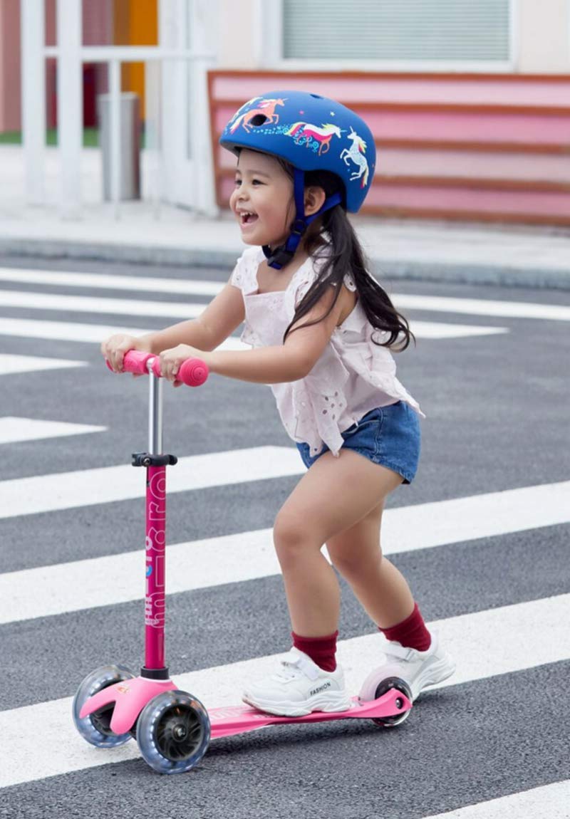 Micro Mini Deluxe LED Scooter, Pink, 2-5 Years, 48-68 cm Height, ABEC9 Bearings, Non-Slip Platform, Model MMD075