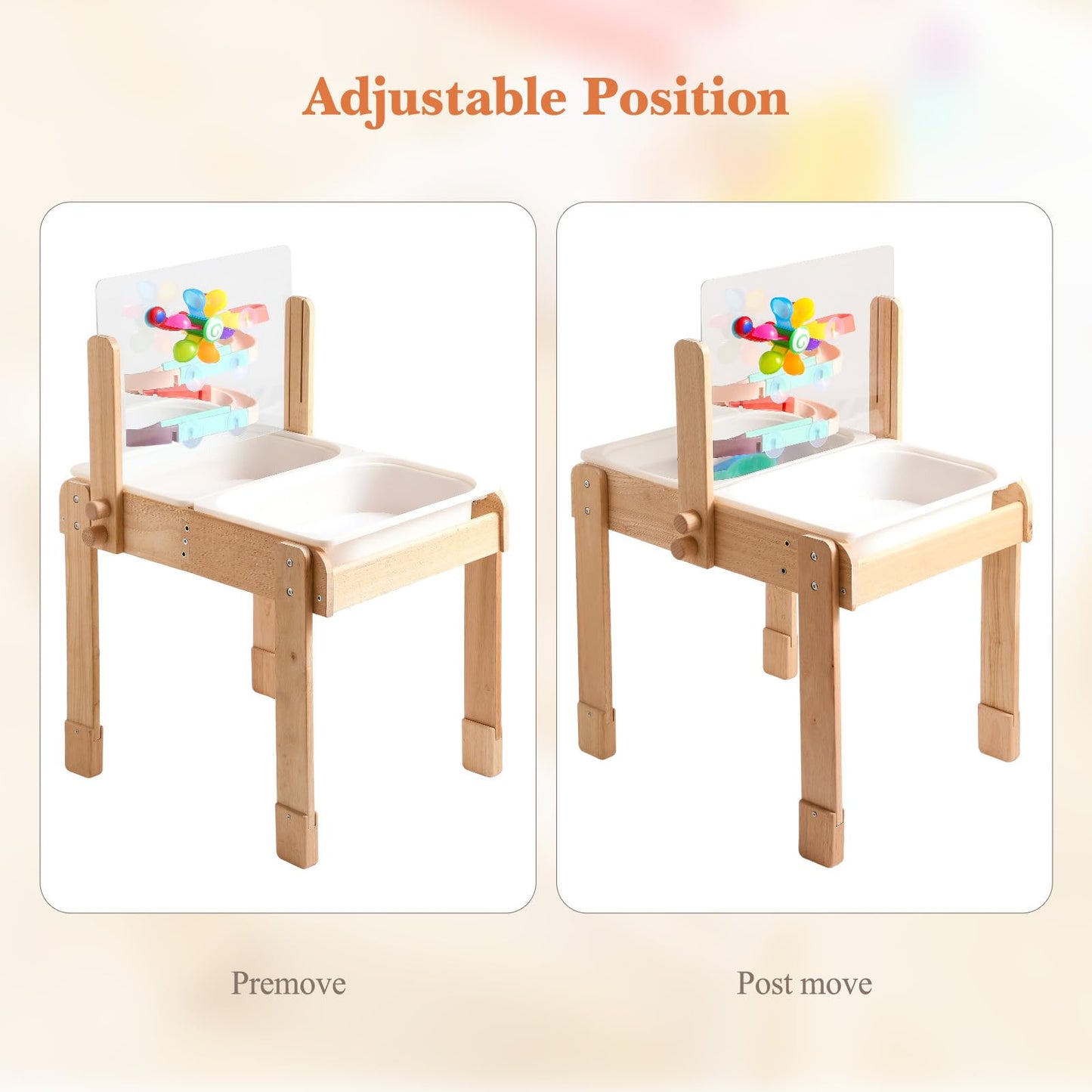 Bopoobo Sand And Water Table For Toddlers, 4 In 1 Kids Wooden Sensory Activity Table With 2 Storage Bins, Painting Acrylic Board
