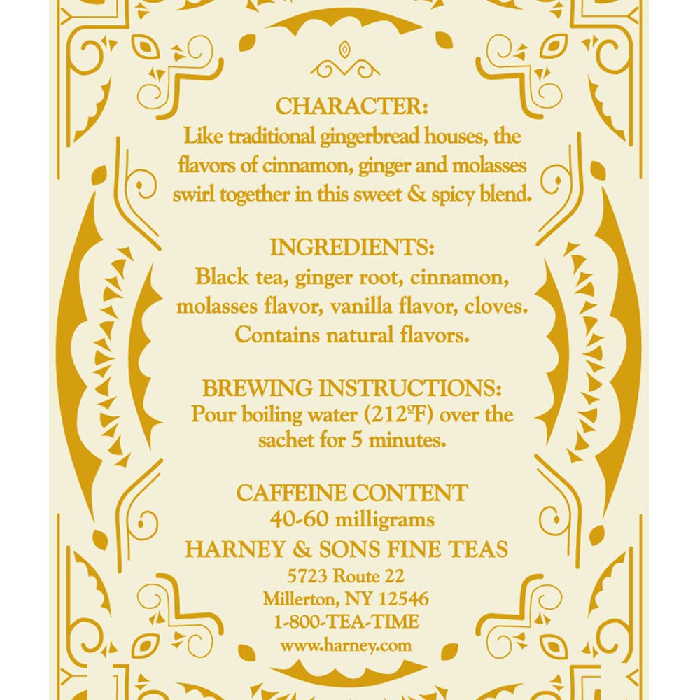 Harney & Sons Gingerbread Tea - 30 Sachets, Black Tea with Ginger & Cinnamon, Festive Flavor