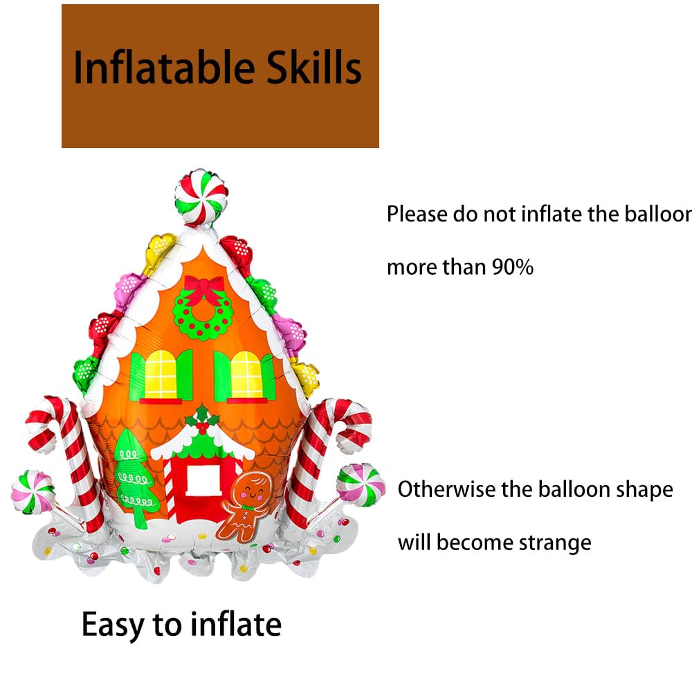 Hadckja Candy House Balloons Christmas Balloons Candy House Foil Balloons For Christmas-Themed Party Birthday Party Supplies Dec