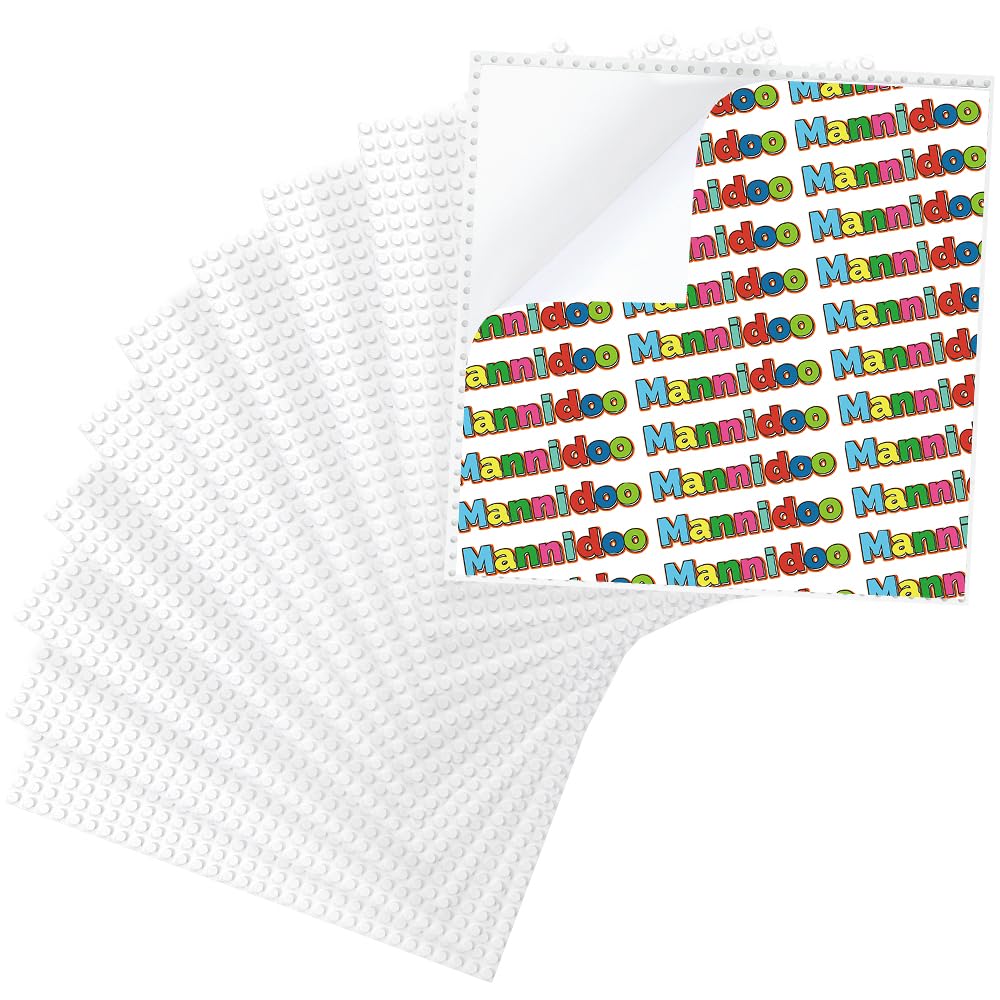 Mannidoo Peel-And-Stick Baseplates, 10 Packs 10'' X 10 Classic Adhesive Building Base Plates For Walls And Tables - 100% Compati