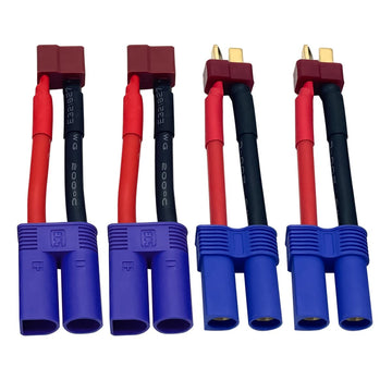2Pairs T Plug to EC5 Male Female Connector Adapter RC Lipo Battery/Charger Adapter Converter 12AWG 5CM Gauge Wire for RC Cars Tr