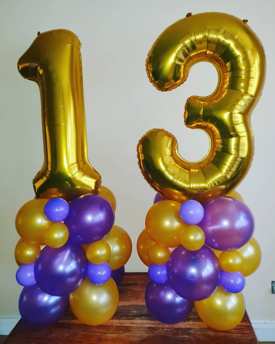 LHOAVWE 40 Inch Gold 13 Foil Mylar Balloons - Jumbo Number 13 for Birthday Parties and Anniversaries