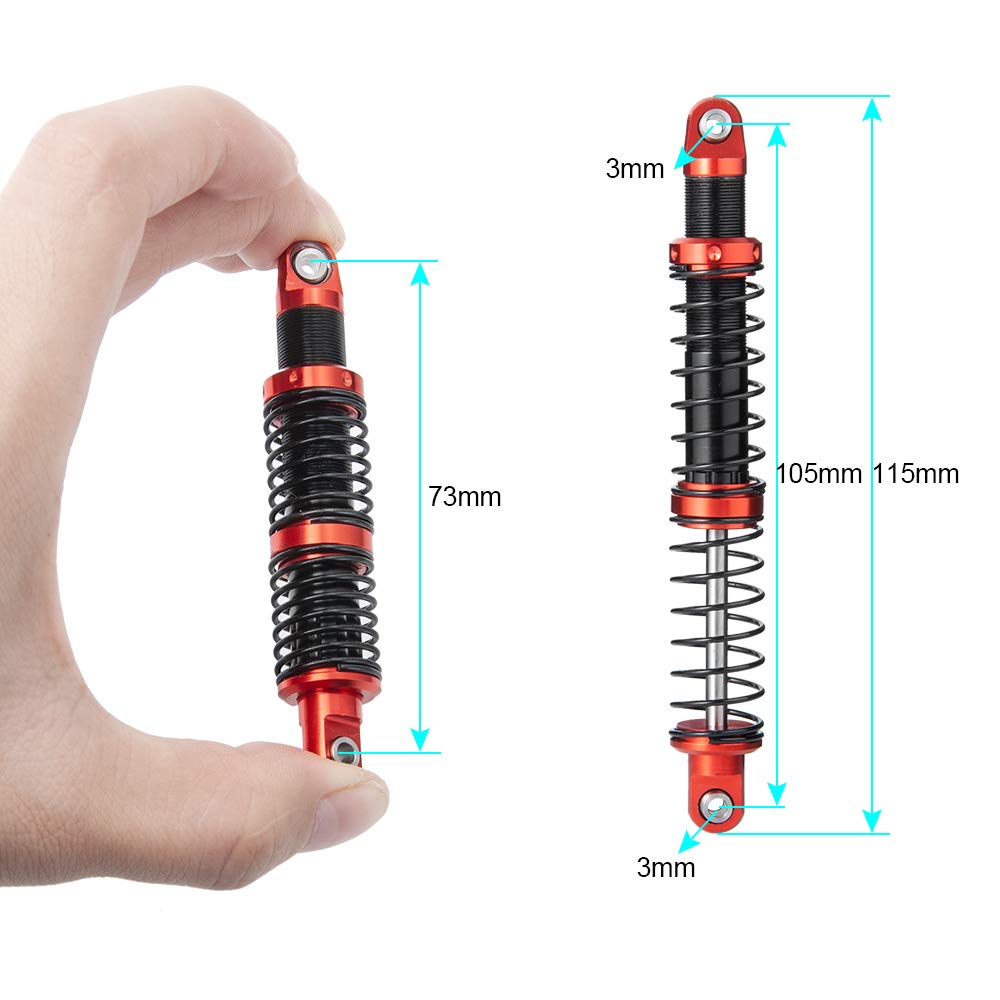 Que-T 4pcs Metal Shock Absorber Damper for 1/10 RC Crawler Car SCX10 D90 TRX4 TRX6 (105mm)
