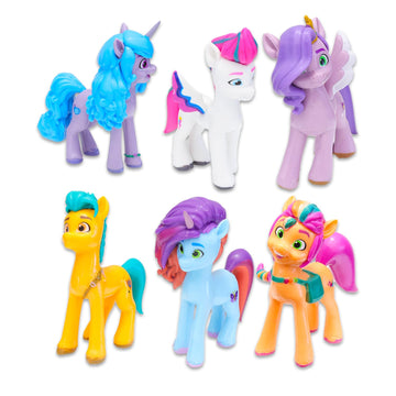 My Little Pony Mini Figures 6 Pack - Toy Bundle With 4 Cupcake Topper Figurines Plus Stickers, Bookmark | Party Supplies