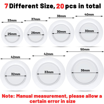 Boao 20 Pieces Piggy Bank Stopper Replacement Piggy Bank Plugs Bulk Rubber Saving Box Stopper(7 Sizes,White)