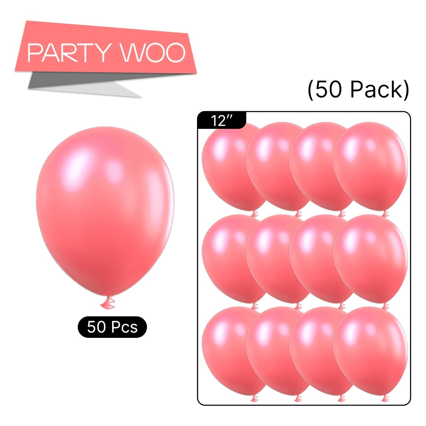 Partywoo Watermelon Pink Balloons, 50 Pcs 12 Inch Dark Pink Balloons, Watermelon Pink Balloons For Balloon Garland Or Balloon Arch As Birthday Party Decorations, Baby Shower Decorations, Pink-Q11