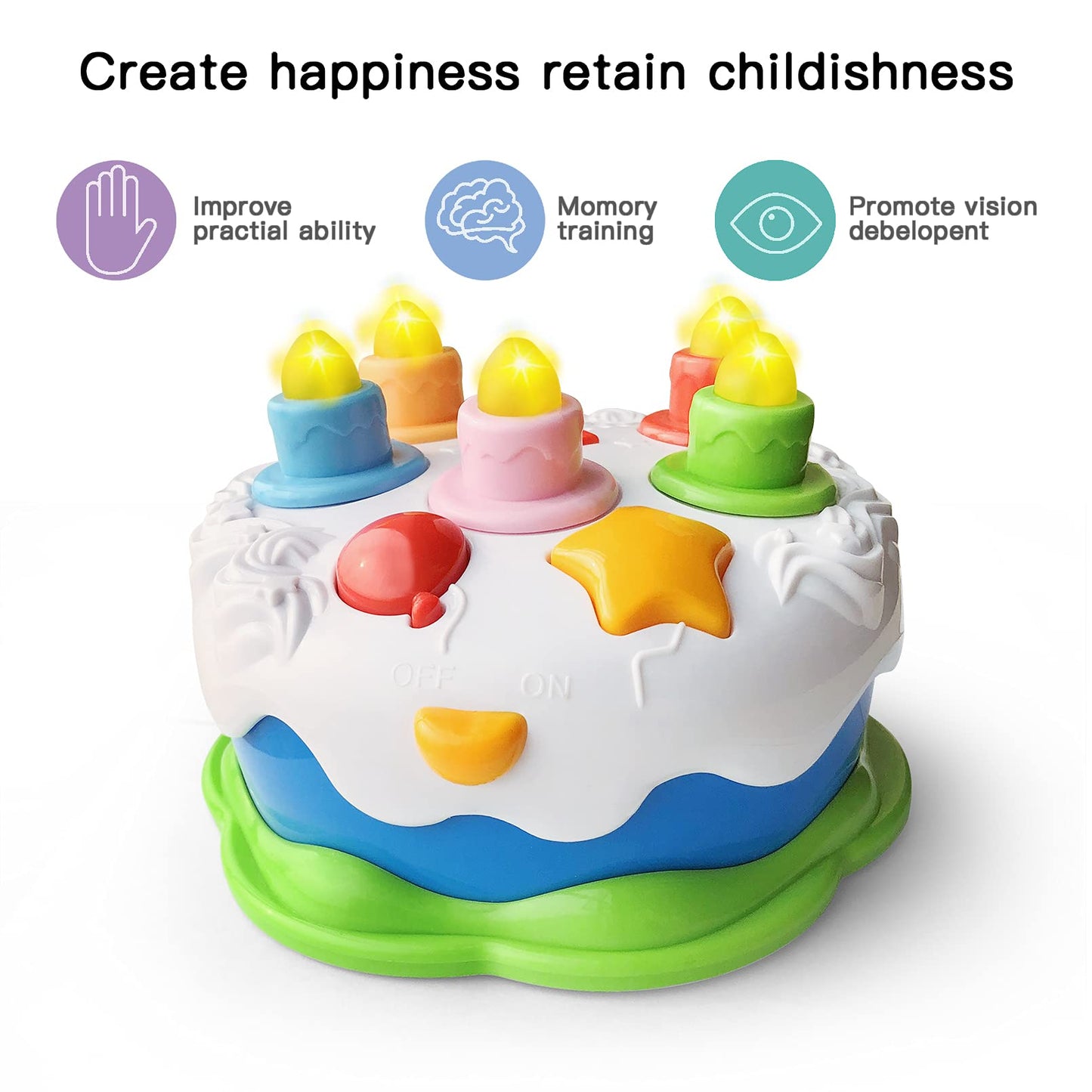 Okreview First Birthday Cake Toy - Music Cake Toys With Counting And Blow Candles Singing Toys For 1 2 3 4 Years Old Boys Girls Birthday And Xmas Gift