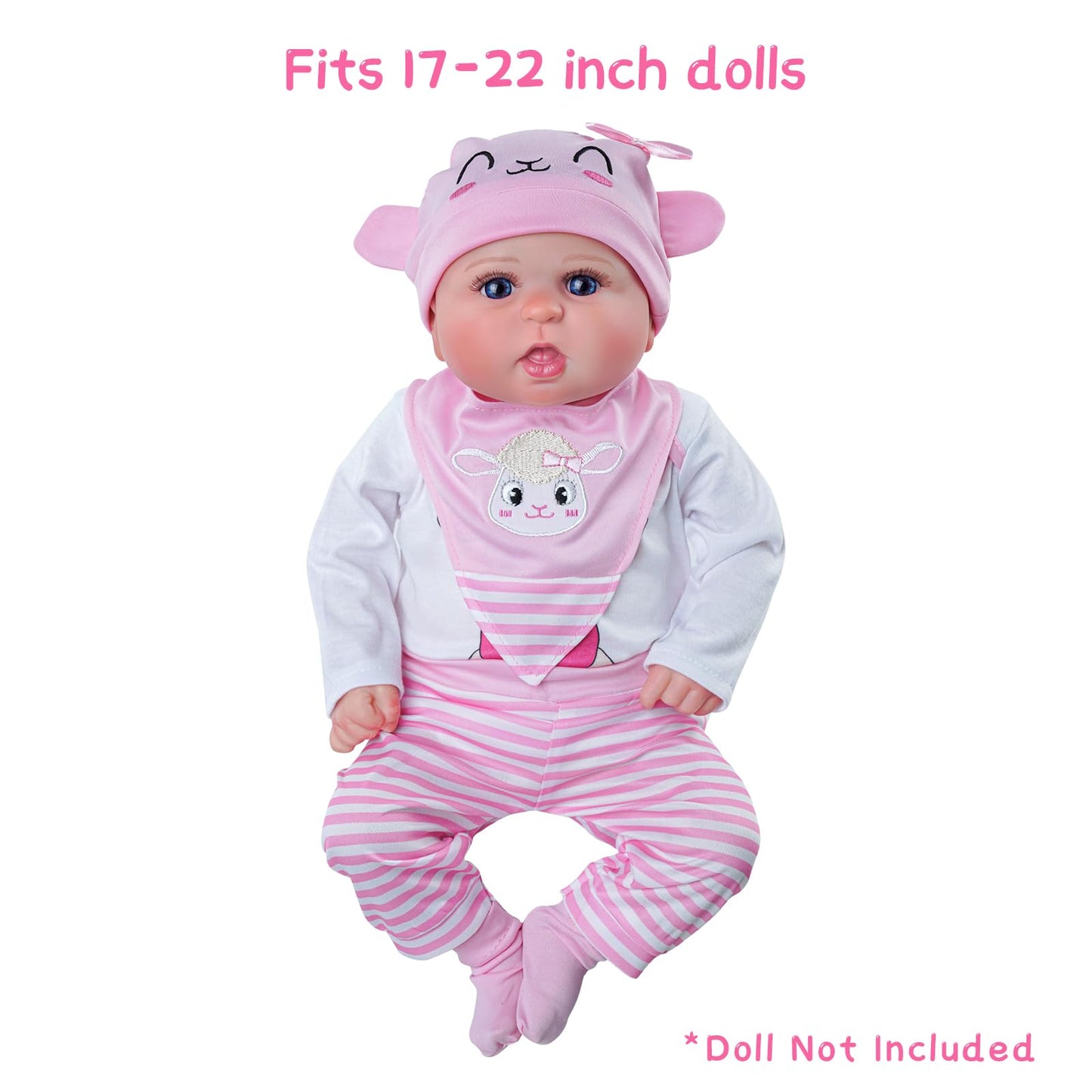 Babeside 5 Pcs Reborn Baby Doll Clothes 20 Inch Outfit Accessories Set For Reborn Baby Dolls 17-22 Inch Baby Dolls Girls Baby Cl