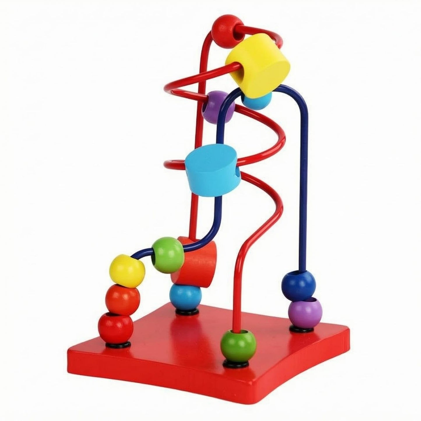 Ecomistiq FineMotor Wooden Bead Maze HandEye Coordination Wire Bead Maze Sliding Beads Early Learning Plaything Educational Fo