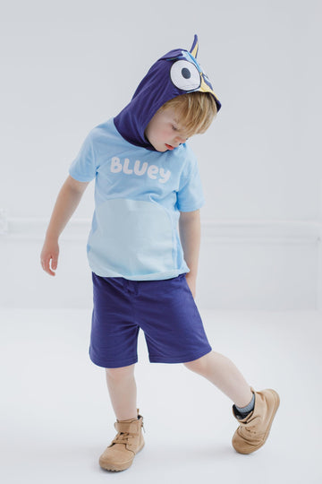 Bluey Little Boys Hooded Cosplay T-Shirt And French Terryshorts Outfit Set 7-8