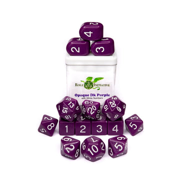 R4I Dice W/Arch'D4: Opaque - Dark Purple W/White (15)