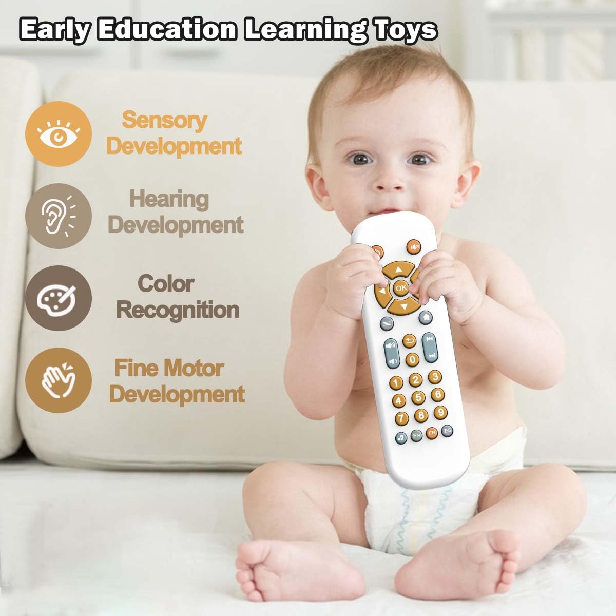 Tuivesafu Baby Tv Remote Control Toy With Music Sound And Light, Toddler Realistic Play Tv Remote Toys Early Educational Learnin