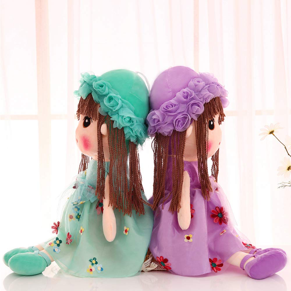Tvoip Tulle Skirt Princess Plush Toy Phial Dolls Children Girls Doll Cute Little Girl Dolls, 18 Inch (Purple)