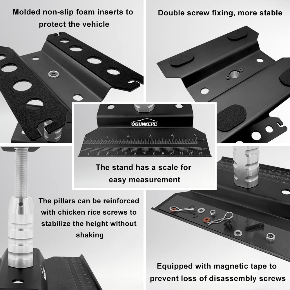 OGUNKE RC Car Repair Work Stand Repair Tool Set 360 Degree Rotation and 521 PCS RC Screws Kit (Black)